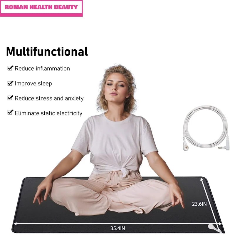 90x60cm Grounding Mat for Improving Sleep Grounding Pad Health With Earthing Cable EMF Recovery Protection Release Electrostatic - FitInForge