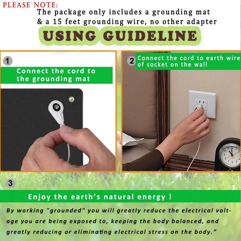 90x60cm Grounding Mat for Improving Sleep Grounding Pad Health With Earthing Cable EMF Recovery Protection Release Electrostatic - FitInForge
