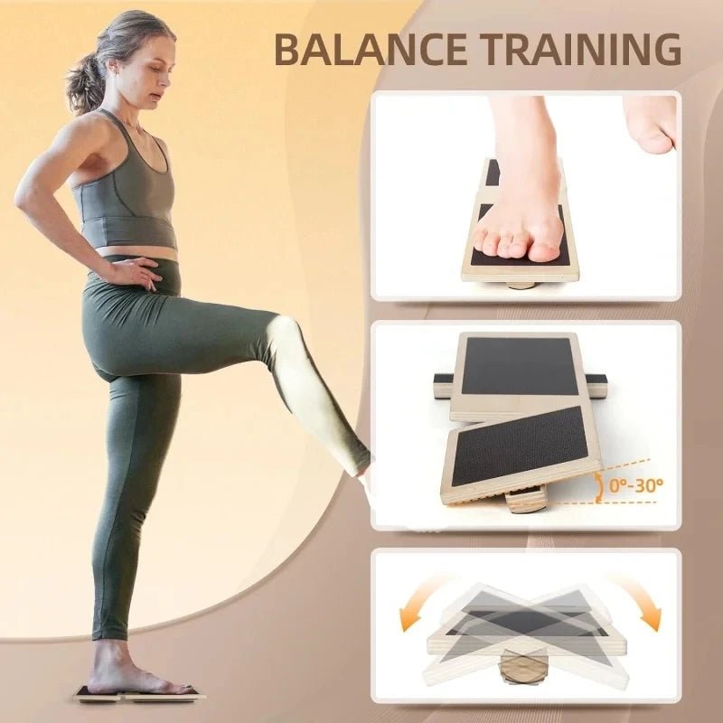 Wooden Foot Trainer Single Foot Balance Board For Ballet Pilates Balance Training Ankle Strengthener Exerciser Plantar Fasciitis - FitInForge