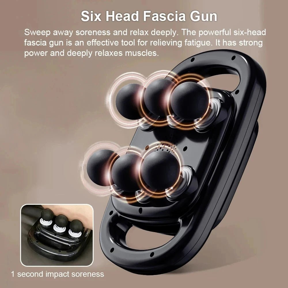 6 Head Massage Gun for Muscle Relief Deep Tissue Percussion for Neck Cervical Spine Full Body - FitInForge