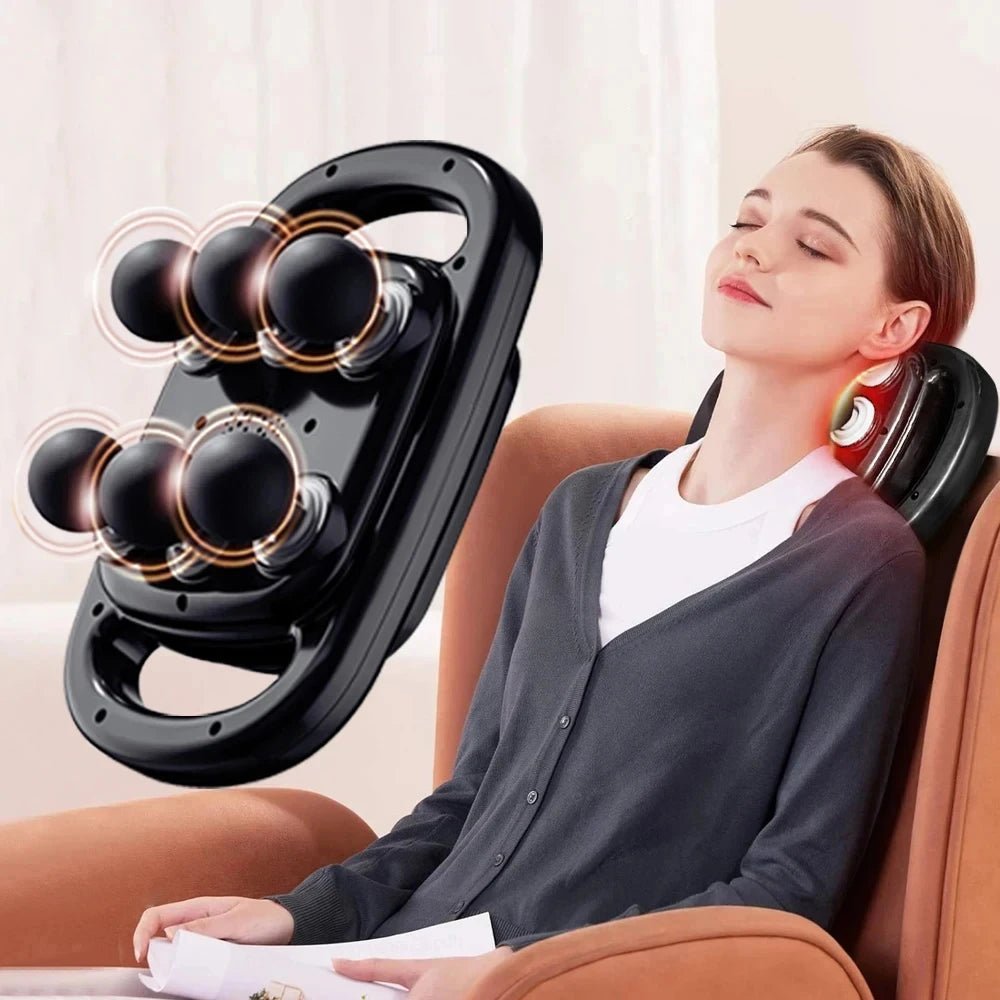 6 Head Massage Gun for Muscle Relief Deep Tissue Percussion for Neck Cervical Spine Full Body - FitInForge