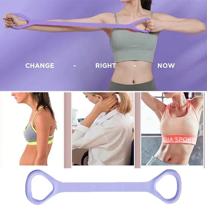 8 - Shaped Stretcher For Home Fitness, Back Shaping,elastic Band With Open Shoulder and Back Stretching Band for Shoulder Exercise - FitInForge