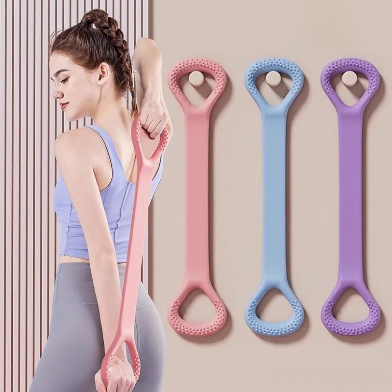 8 - Shaped Stretcher For Home Fitness, Back Shaping,elastic Band With Open Shoulder and Back Stretching Band for Shoulder Exercise - FitInForge