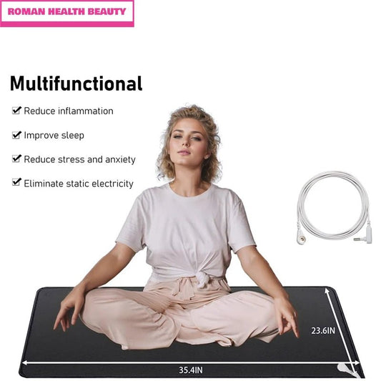 90x60cm Grounding Mat for Improving Sleep Grounding Pad Health With Earthing Cable EMF Recovery Protection Release Electrostatic - FitInForge