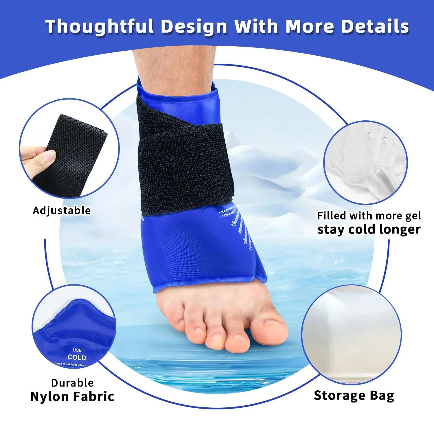 Ankle Brace Ice Pack Wrap For Injuires Hot Cold Therapy Reusable Gel Cold Pack Ankle Support For Pain Relief Sprains - FitInForge