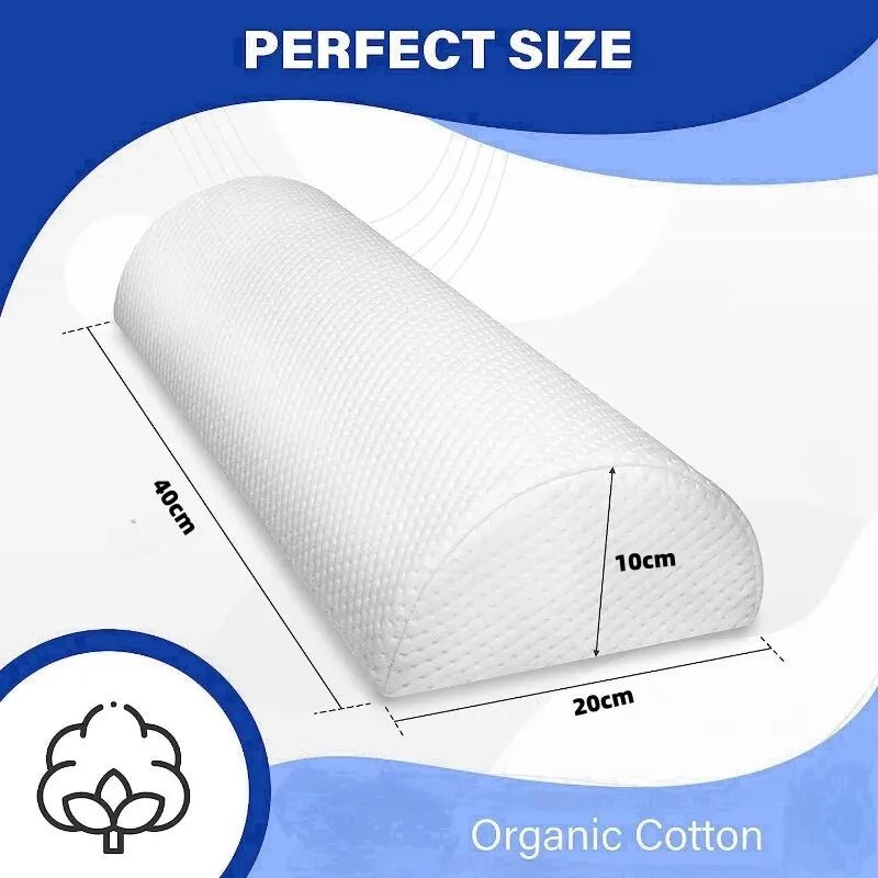 Comfort Bolster Pillow for Legs Back and Head Memory Foam Cotton Cover Lumbar Support Pillow for Semi Roll Pillow - FitInForge