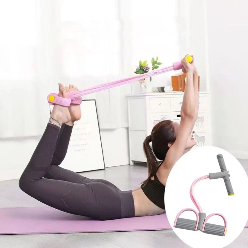 Fitness Equipment 4 - Tube Yoga Pedal Puller Rubber Abdominal Exerciser Resistance Band Thicken Elastic Pull Rope Home - FitInForge