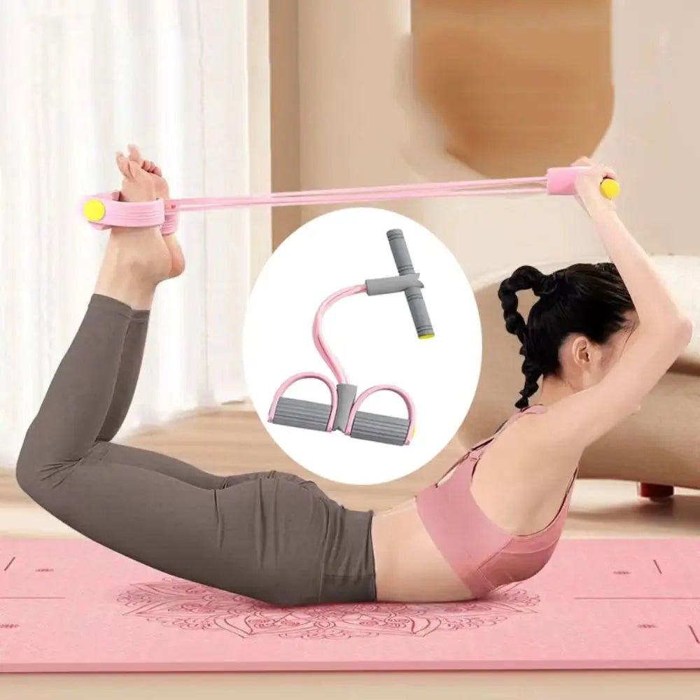 Fitness Equipment 4 - Tube Yoga Pedal Puller Rubber Abdominal Exerciser Resistance Band Thicken Elastic Pull Rope Home - FitInForge