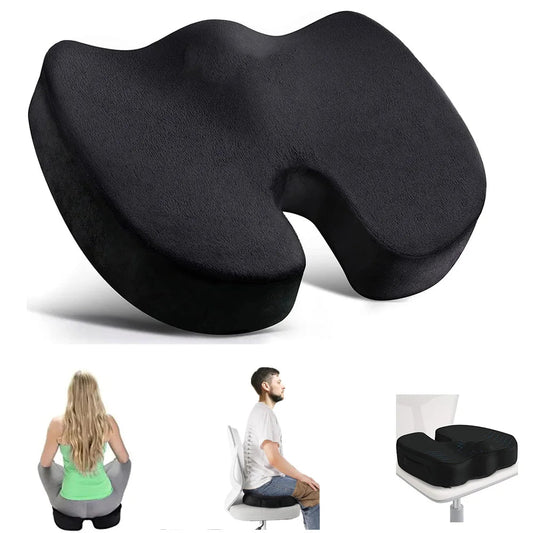 Travel Seat Cushion Memory Foam U - Shaped Pillow for Chair Cushion Pad Car Office Hip Support Massage Orthopedic Pillow - FitInForge