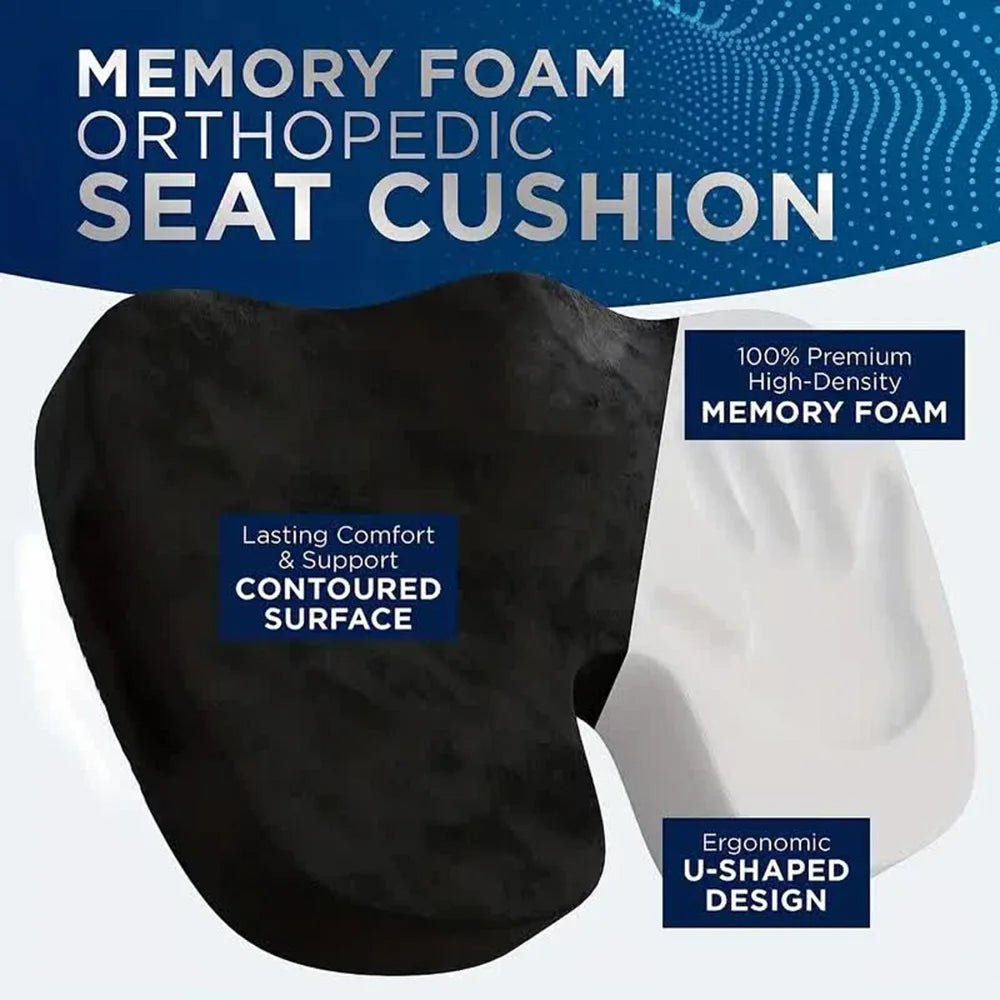 Travel Seat Cushion Memory Foam U - Shaped Pillow for Chair Cushion Pad Car Office Hip Support Massage Orthopedic Pillow - FitInForge