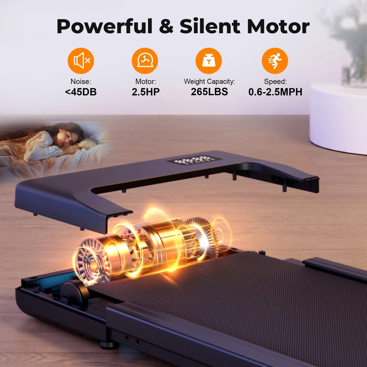 Walking Pad Under Desk Treadmill 2 in 1 Portable Treadmill with Remote Control LED Display 2.5HP Walkingpad for Home&Office - FitInForge