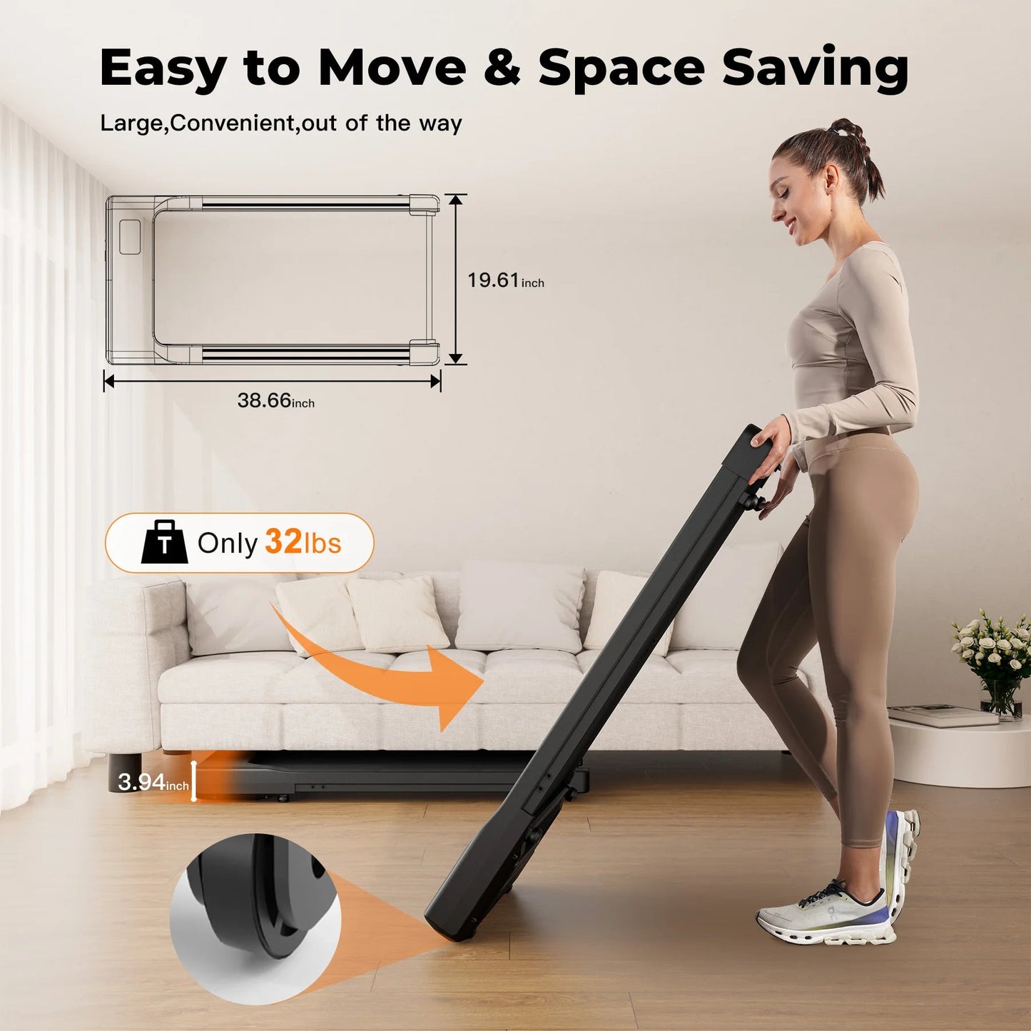 Walking Pad Under Desk Treadmill 2 in 1 Portable Treadmill with Remote Control LED Display 2.5HP Walkingpad for Home&Office - FitInForge
