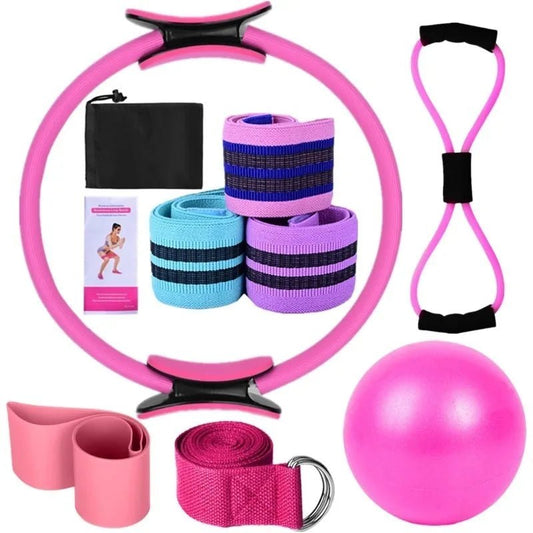 Yoga Sets for Women Pilates at Home Equipment Pilates Magic Ring Booty Bands for Working Out Glutes Yoga Ball 25cm Figure 8 Resi - FitInForge